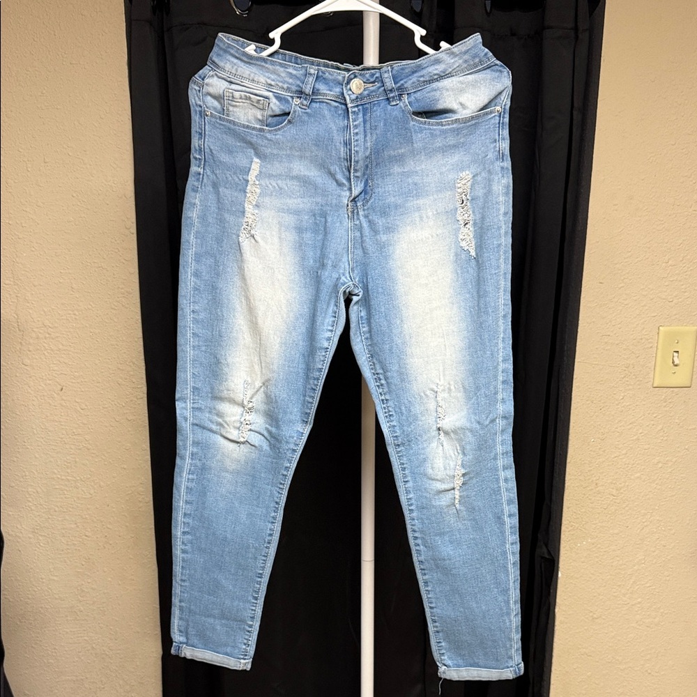 Light Blue Distressed Women Jeans